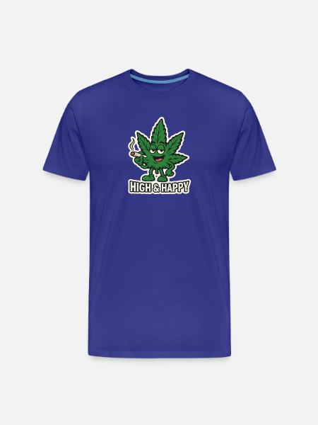 Leafy High & Happy Cartoon - Men's Premium Organic T-Shirt - royal blue