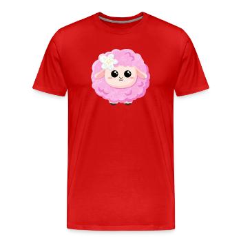 Cute Pink Sheep - Men's Premium Organic T-Shirt - red - Front - Damien (186cm)