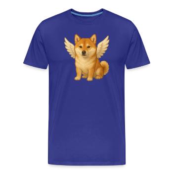 Mignon Shiba Inu Angel Dessin animé Chiens satisfaits - T-shirt bio Premium Homme - bleu roi - Devant - Damien (186cm)