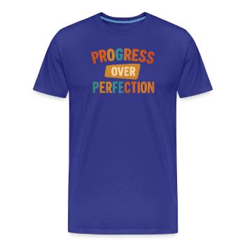 Le progrès plutôt que la perfection - T-shirt bio Premium Homme - bleu roi - Devant - Damien (186cm)