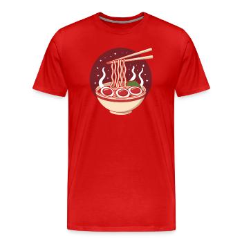 Kawaii Ramen Bowl Nudelnahrung Japanisches Essen - Männer Premium Bio T-Shirt - Rot - Vorne - Damien (186cm)
