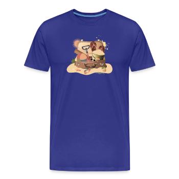 Valise vintage pour les vacances à la plage – estivale - T-shirt bio Premium Homme - bleu roi - Devant - Damien (186cm)