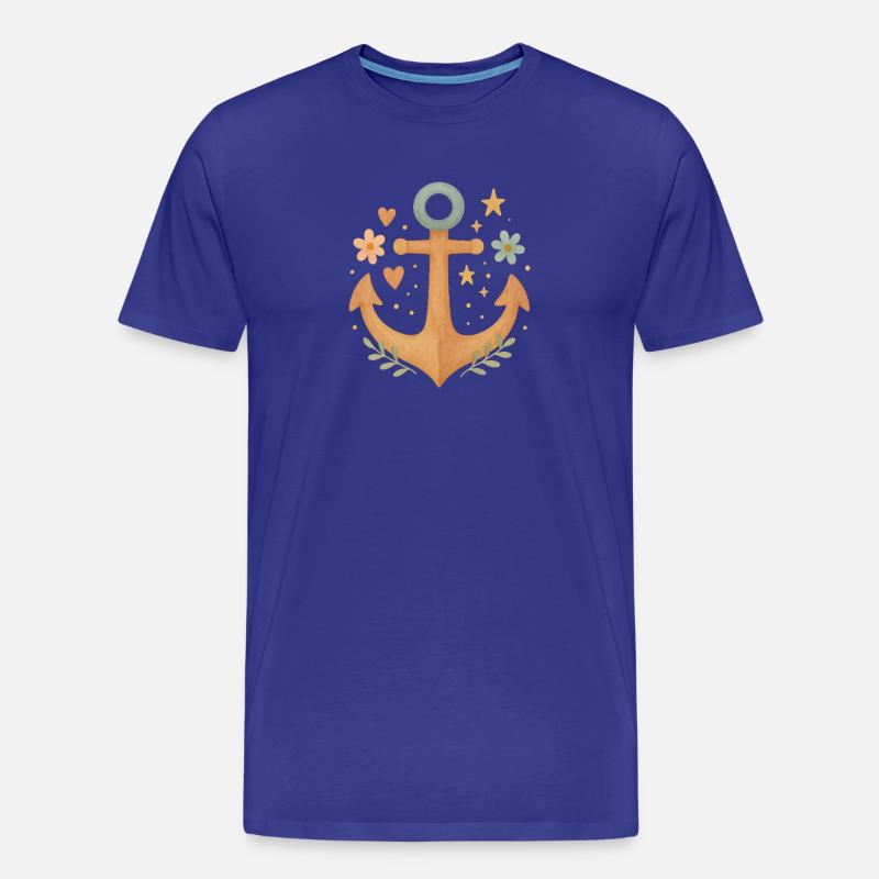 Boho Anker mit Blumen & Herzen Design - Männer Premium Bio T-Shirt - Königsblau