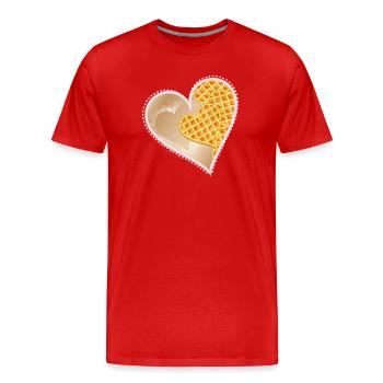 Heart waffles with powdered sugar and lace rim - Men's Premium Organic T-Shirt - red - Front - Damien (186cm)