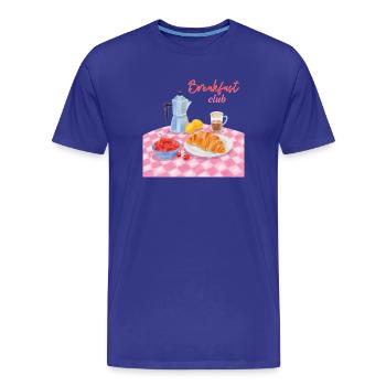 Breakfast Club Petit-déjeuner avec croissant et café - T-shirt bio Premium Homme - bleu roi - Devant - Damien (186cm)