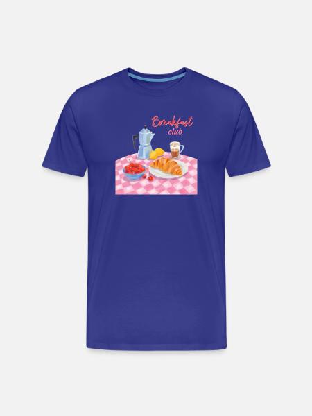 Breakfast Club Breakfast with croissant and coffee - Men's Premium Organic T-Shirt - royal blue