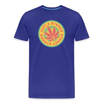 Lebendiges Cannabisblatt mit Retro-Kreisen - Männer Premium Bio T-Shirt - Königsblau - Vorne - Damien (186cm)