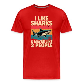 Shark I Like Shirts Vintage Design - Men's Premium Organic T-Shirt - red - Front - Damien (186cm)