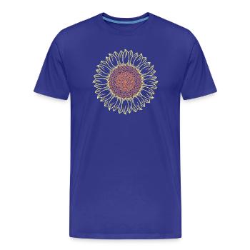 Conception complexe de mandala tournesol - T-shirt bio Premium Homme - bleu roi - Devant - Damien (186cm)