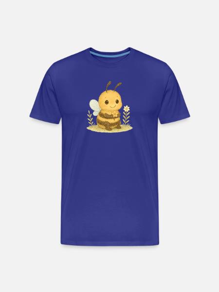 Cute bee with floral motif - Men's Premium Organic T-Shirt - royal blue