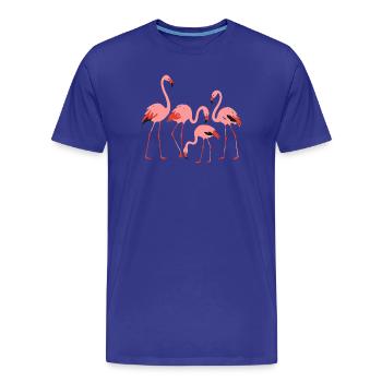 Lebendige Flamingowiese Illustration - Männer Premium Bio T-Shirt - Königsblau - Vorne - Damien (186cm)