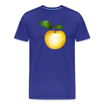Golden apple with green leaves illustration - Men's Premium Organic T-Shirt - royal blue - Front - Damien (186cm)