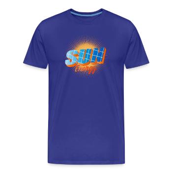 Typographie avec des cellules solaires et un soleil éclatant - T-shirt bio Premium Homme - bleu roi - Devant - Damien (186cm)