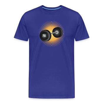 Haltère rayonnant – plein d’énergie pour la musculation - T-shirt bio Premium Homme - bleu roi - Devant - Damien (186cm)