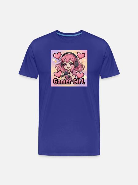 Pixel Art Gamer Mädchen Illustration - Männer Premium Bio T-Shirt - Königsblau