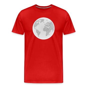 Geometrischer Globus Design - Männer Premium Bio T-Shirt - Rot - Vorne - Damien (186cm)