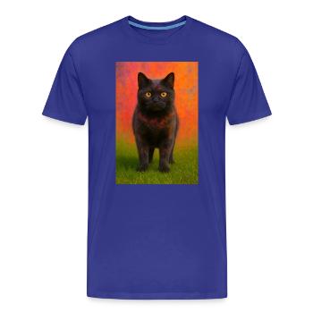 Chat de nuit avec explosion de couleurs en arrière-plan - T-shirt bio Premium Homme - bleu roi - Devant - Damien (186cm)