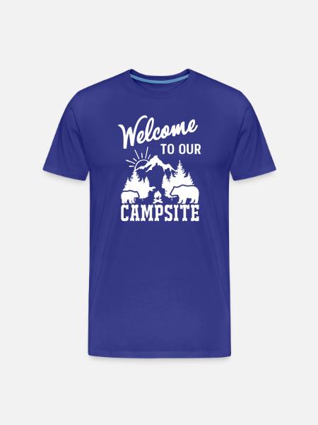 Mountain Nature Campfire Scene - Men's Premium Organic T-Shirt - royal blue