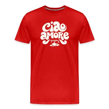 Ciao Amore Cappuccino - Men's Premium Organic T-Shirt - red - Front - Damien (186cm)