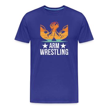 Arm Wrestling Tee - Men's Premium Organic T-Shirt - royal blue - Front - Damien (186cm)