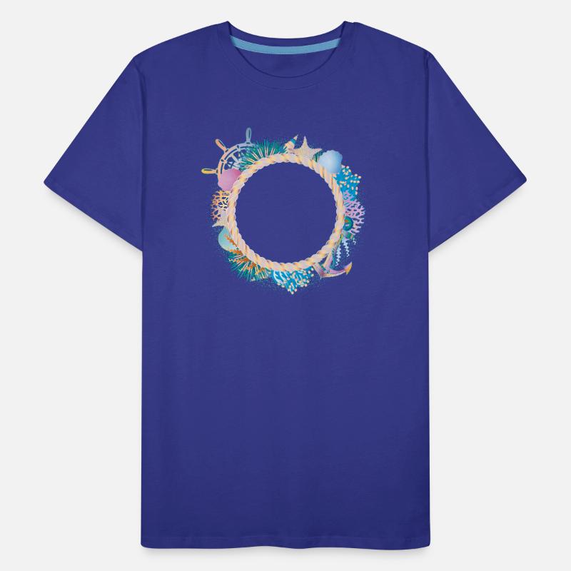 Maritime Rope Frame – with Corals & Shells Men's Premium Organic T-Shirt