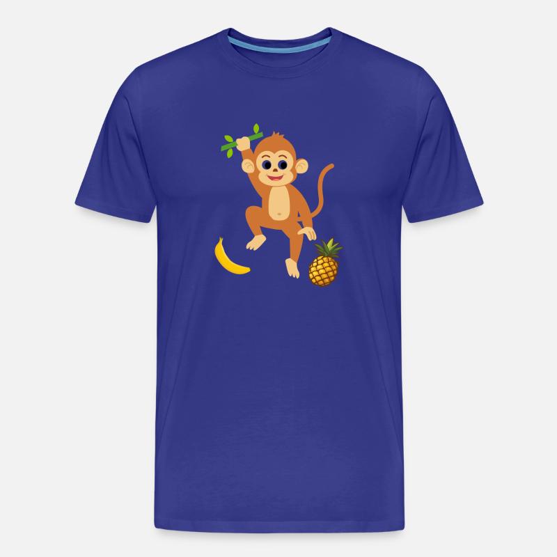 Player Monkey mit Ananas und Banane - Männer Premium Bio T-Shirt - Königsblau