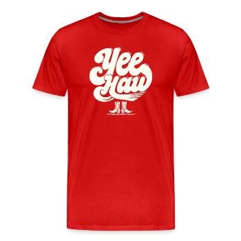 YEE HAW Cowboy Boots Rodeo - Men's Premium Organic T-Shirt - red - Front - Damien (186cm)