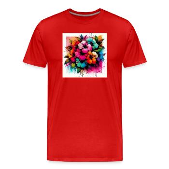 Hibiscus Flowers - Men's Premium Organic T-Shirt - red - Front - Damien (186cm)