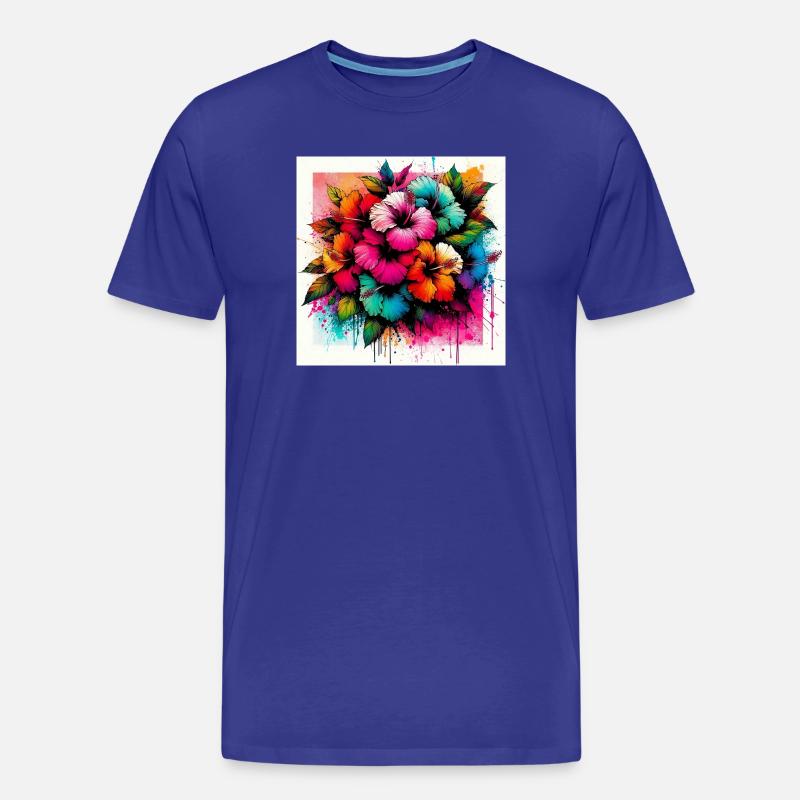Hibiskusblüten - Männer Premium Bio T-Shirt - Königsblau