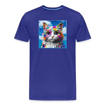 Colorful Cat - Men's Premium Organic T-Shirt - royal blue - Front - Damien (186cm)