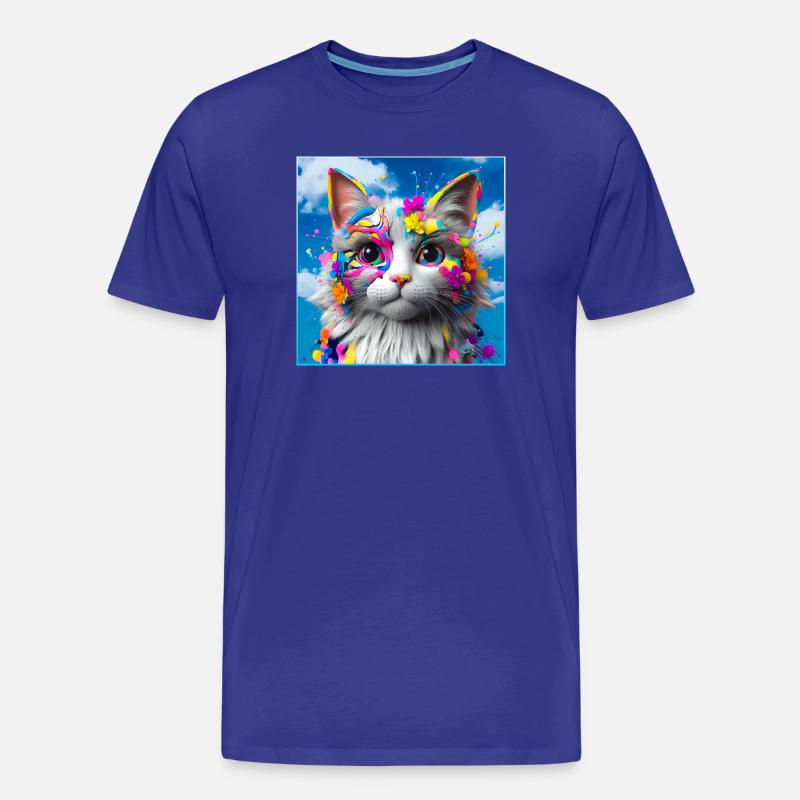 Farbenfrohe Katze - Männer Premium Bio T-Shirt - Königsblau