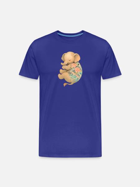 Floating Inked Elephant – Peace in Pastel - Men's Premium Organic T-Shirt - royal blue