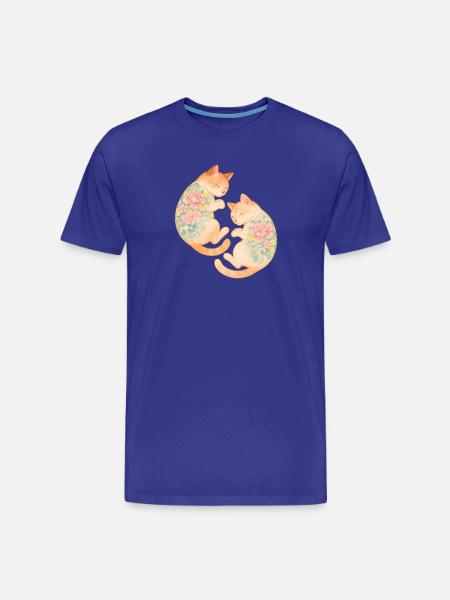 Twin Inked Cats – Floating Serenity - Men's Premium Organic T-Shirt - royal blue