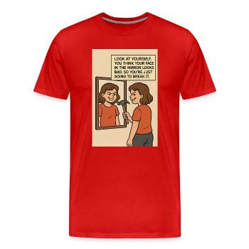 Art moderne - T-shirt bio Premium Homme - rouge - Devant - Damien (186cm)