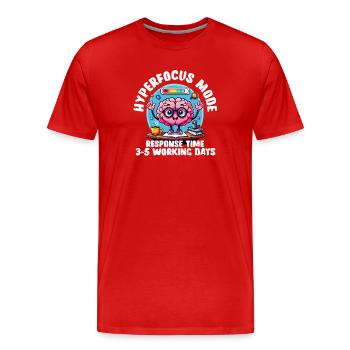 Hyperfocus Loading – Funny Neurodivergent T-Shirt - Men's Premium Organic T-Shirt - red - Front - Damien (186cm)