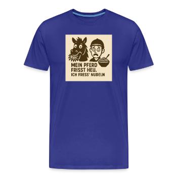 Pferd frisst Heu Nudeln - Männer Premium Bio T-Shirt - Königsblau - Vorne - Damien (186cm)