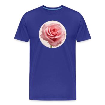 Delicate rose blossom with water drops - Men's Premium Organic T-Shirt - royal blue - Front - Damien (186cm)
