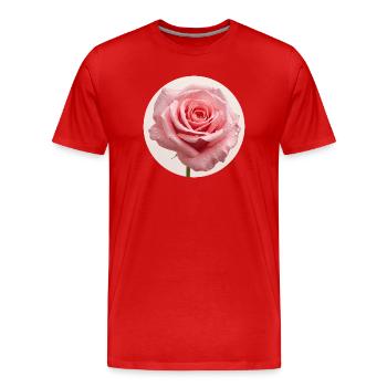 Delicate rose blossom with water drops - Men's Premium Organic T-Shirt - red - Front - Damien (186cm)