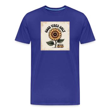 Sonnenblumenblume mit positiver Botschaft - Männer Premium Bio T-Shirt - Königsblau - Vorne - Damien (186cm)