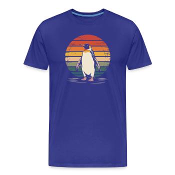 Vintage Penguin Sunset Design - Men's Premium Organic T-Shirt - royal blue - Front - Damien (186cm)