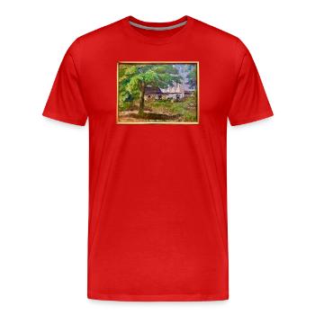 Kræsten Iversen "Bornholmer Räucherei" - Männer Premium Bio T-Shirt - Rot - Vorne - Damien (186cm)