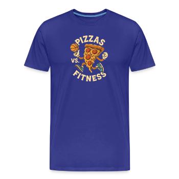 Pizza Fitness Animation - Männer Premium Bio T-Shirt - Königsblau - Vorne - Damien (186cm)