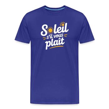 Soleil s'il vous tresse - heure d'été - T-shirt bio Premium Homme - bleu roi - Devant - Damien (186cm)