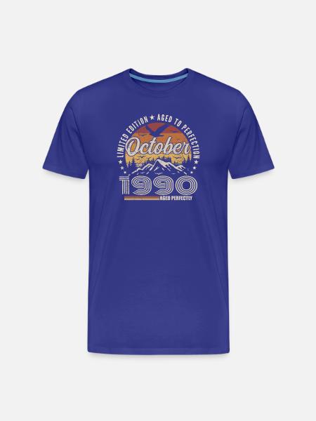 October 1990 Birthday Gift - October 1990 - Men's Premium Organic T-Shirt - royal blue