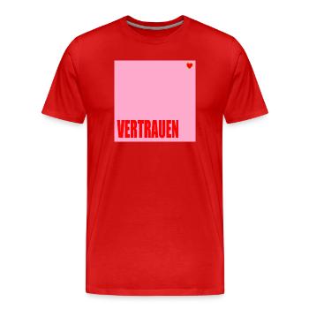 VERTRAUEN HERZ - Männer Premium Bio T-Shirt - Rot - Vorne - Damien (186cm)