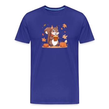 Écureuil mignon avec latte à la citrouille et aux épices d’automne - T-shirt bio Premium Homme - bleu roi - Devant - Damien (186cm)