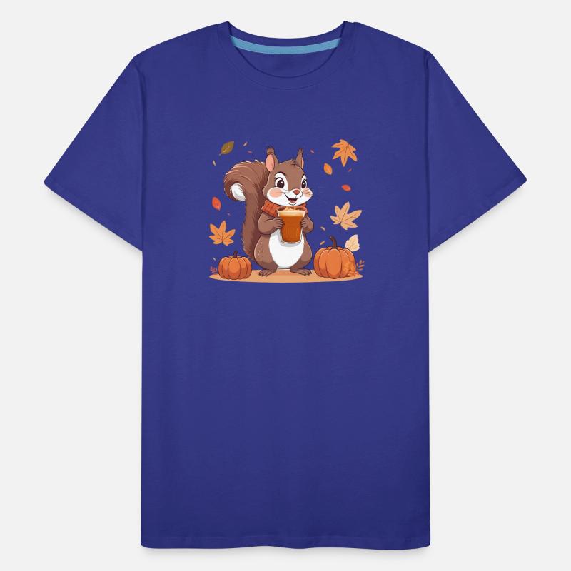 Süßes Eichhörnchen mit Pumpkin spice Latte Herbst  Männer Premium Bio T-Shirt