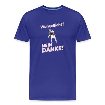 Conscription? No thanks! – Voice of Liberty - Men's Premium Organic T-Shirt - royal blue - Front - Damien (186cm)