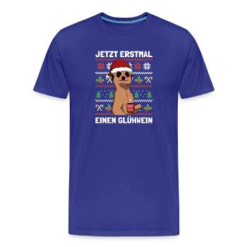First drink a mulled wine Christmas party - Men's Premium Organic T-Shirt - royal blue - Front - Damien (186cm)