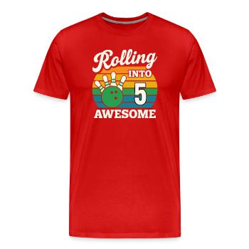 Bowling Legend 5th Birthday Design - Men's Premium Organic T-Shirt - red - Front - Damien (186cm)